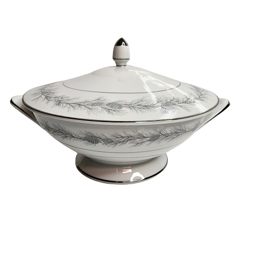 Style House Fine China Duchess Pattern Covered Serving Bowl and Gravy
