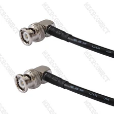 BNC Male Right Angle to BNC Male RA 90 deg cable RG174 30cm 12" for Wireless