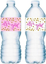 20 Pink It  s a Girl Oh Baby Water Bottle Labels Baby Shower Set of 20 Waterproof