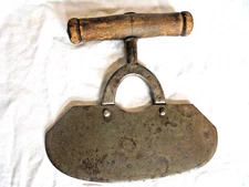 Antique Wood Handle Cast Steel Food Chopper Primitive Kitchen Tool