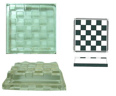 Quadratstein Schachbrett aus Glas, 1 Stk., ca. 34x34 mm, h ca. 9 mm