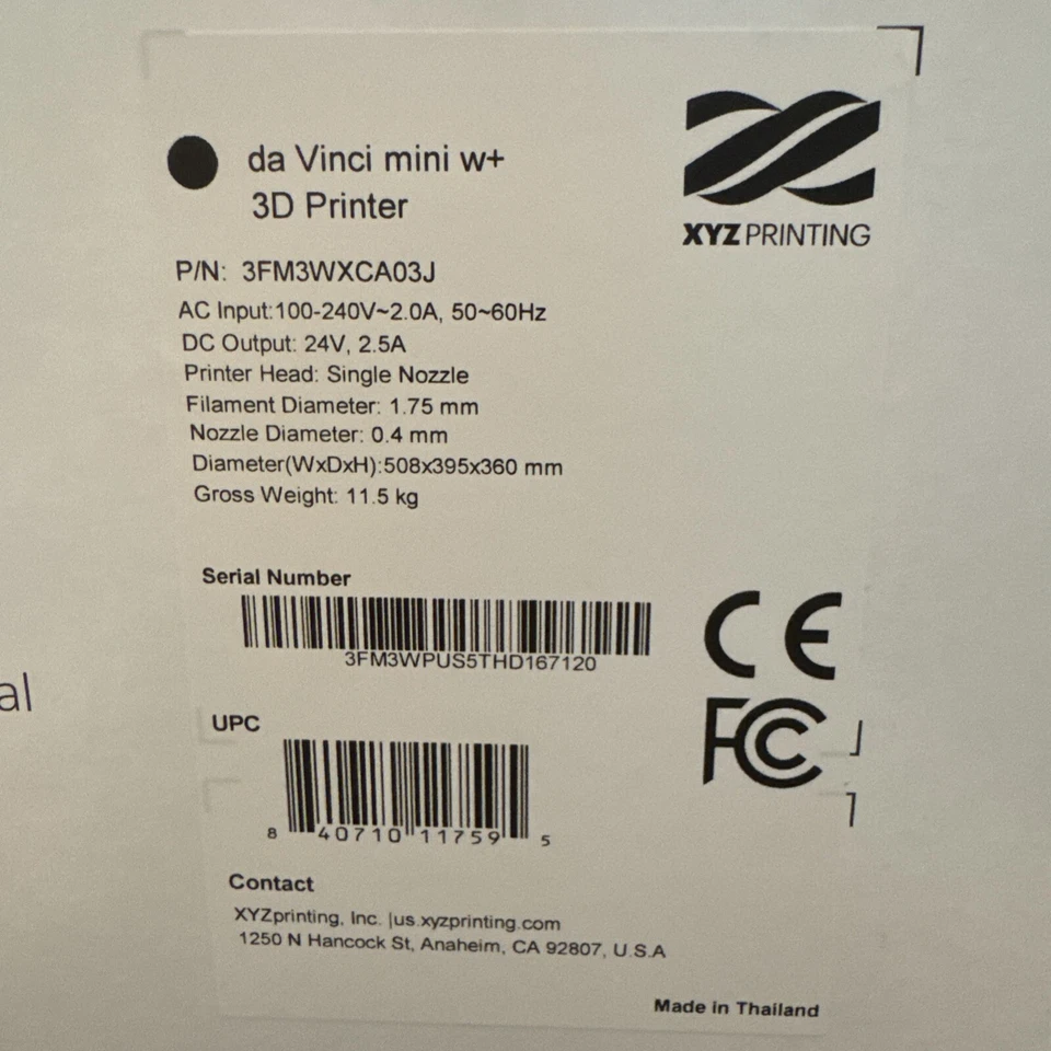 3D Printer, Da Vinci Mini Wireless, New In Box 3FM3WXCA03J - Image 4 of 4