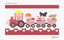 Kids Heart Train Pink Needlepoint Kit or Canvas