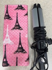Flat Iron Cover / Curling Iron Cover / Sleeve - Eiffel Towers on Pink Background