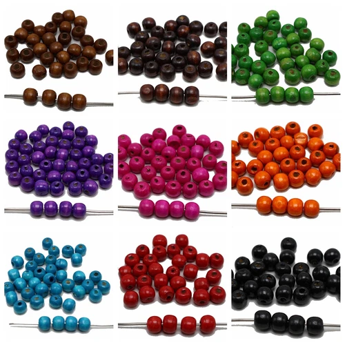 200 pcs Round Wood Beads 10mm Wooden Spacer Beads Jewelry Making Color Choice