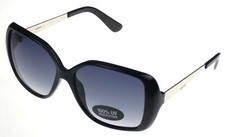 Liz Claiborne Square Wrap Eye Sunglasses Black UV Protection 58-16-140 Xmas Gift