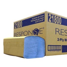 Response Heavy-Weight 2 Ply Streak Free Blue Windshield Towels – Single Fold ...