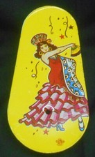 Vintage "U.S. Metal Toy Mfg." Tin Toy Noise Maker Flamenco Dancer Litho