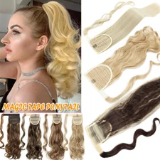 Extra Thick Wrap On Ponytail Clip In Pony Tail Hair Extensions Real As Human US