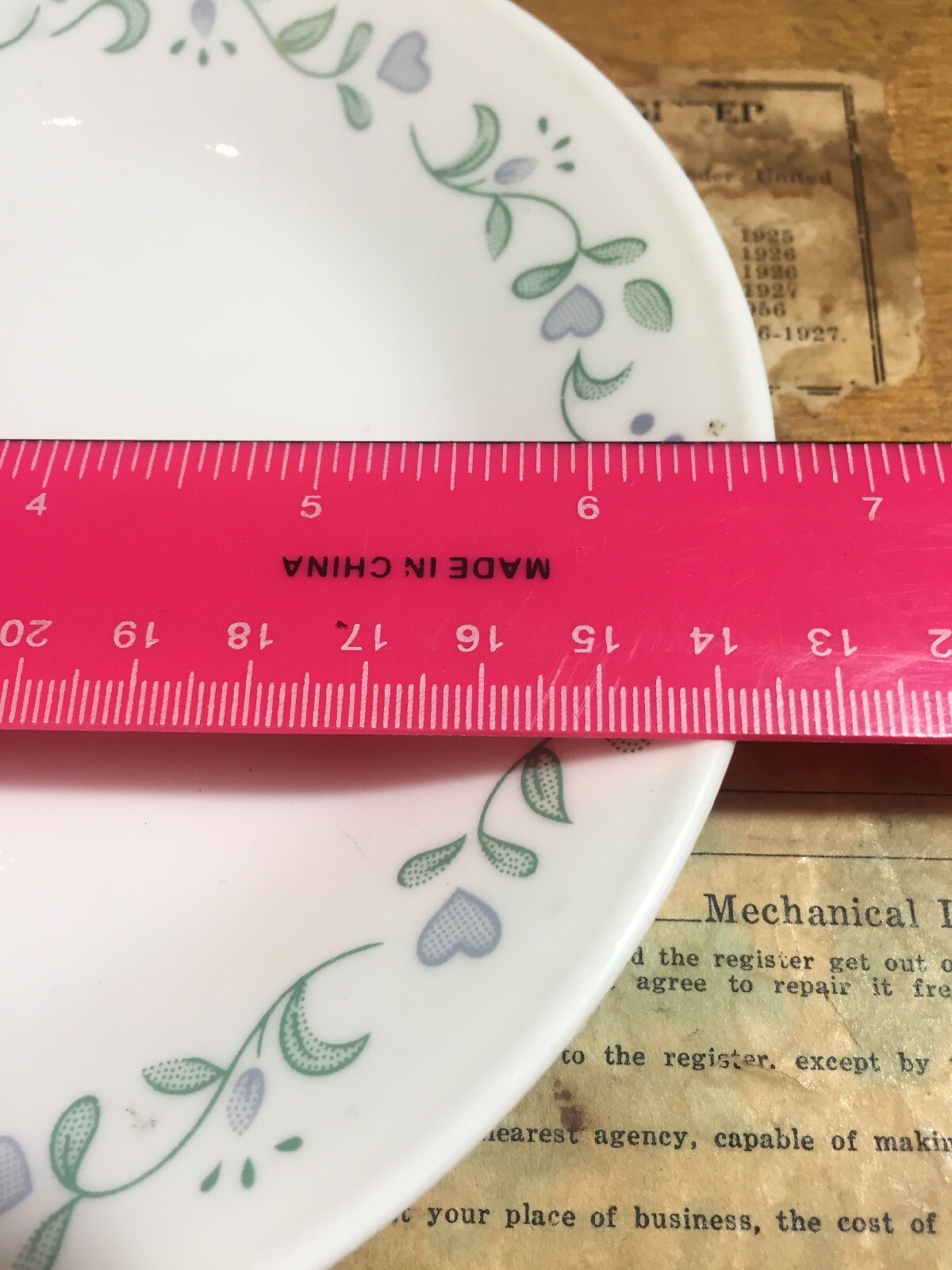 Corelle Country Cottage Bread & Butter Plate 6 3/4" Blue Hearts And