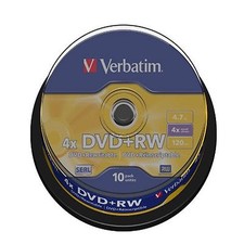 Image of 10 VERBATIM DVD+RW DVDRW 4x SPEED 4.7GB REWRITABLE BLANK DVD DISCS SPINDLE