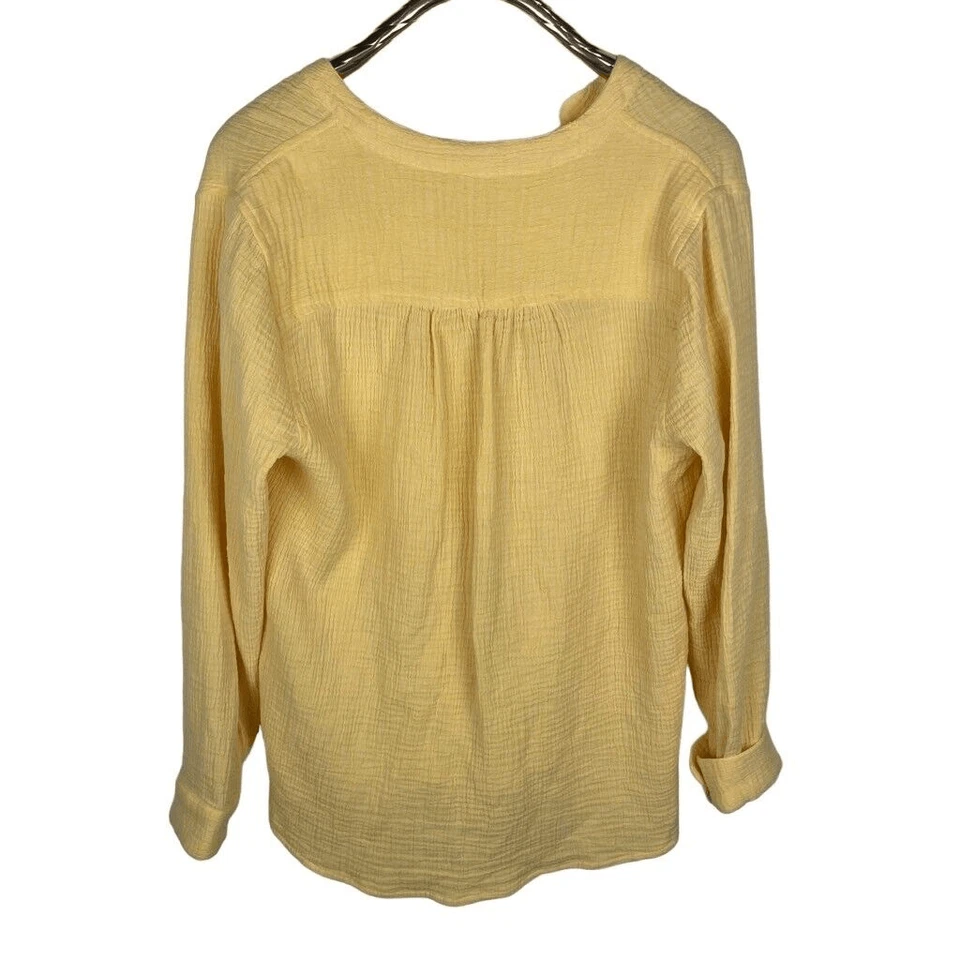 Soft Surroundings Yellow Long Sleeve Cotton Gauze Popover Top Tunic Size Large - Image 2 of 4