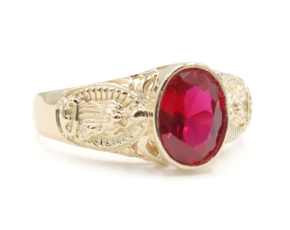 Solitaire 1.40 Ctw Oval Lab-Created Ruby 14KT Yel… - image 4