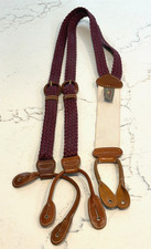 Trafalgar Square Leather  Braided Silk Suspenders Burgundy