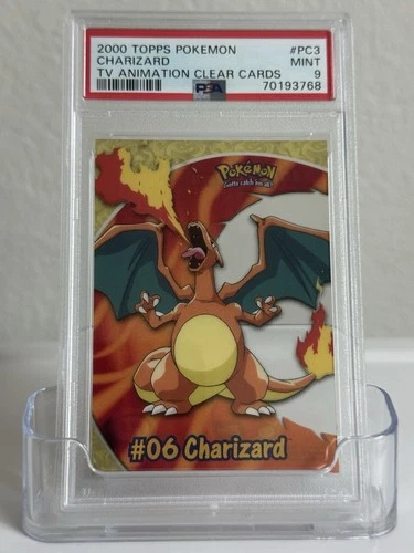 PSA 9 2000 Topps Pokemon T.V. ANIMATION CHARIZARD CLEAR CARDS PC3 MINT Card