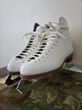 Riedell Ice Skates Size 6.5 Made In USA White Leather