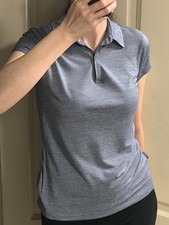 Icebreaker Merino Cool-Lite Short Sleeve Polo Shirt Heathered Gray striped S  