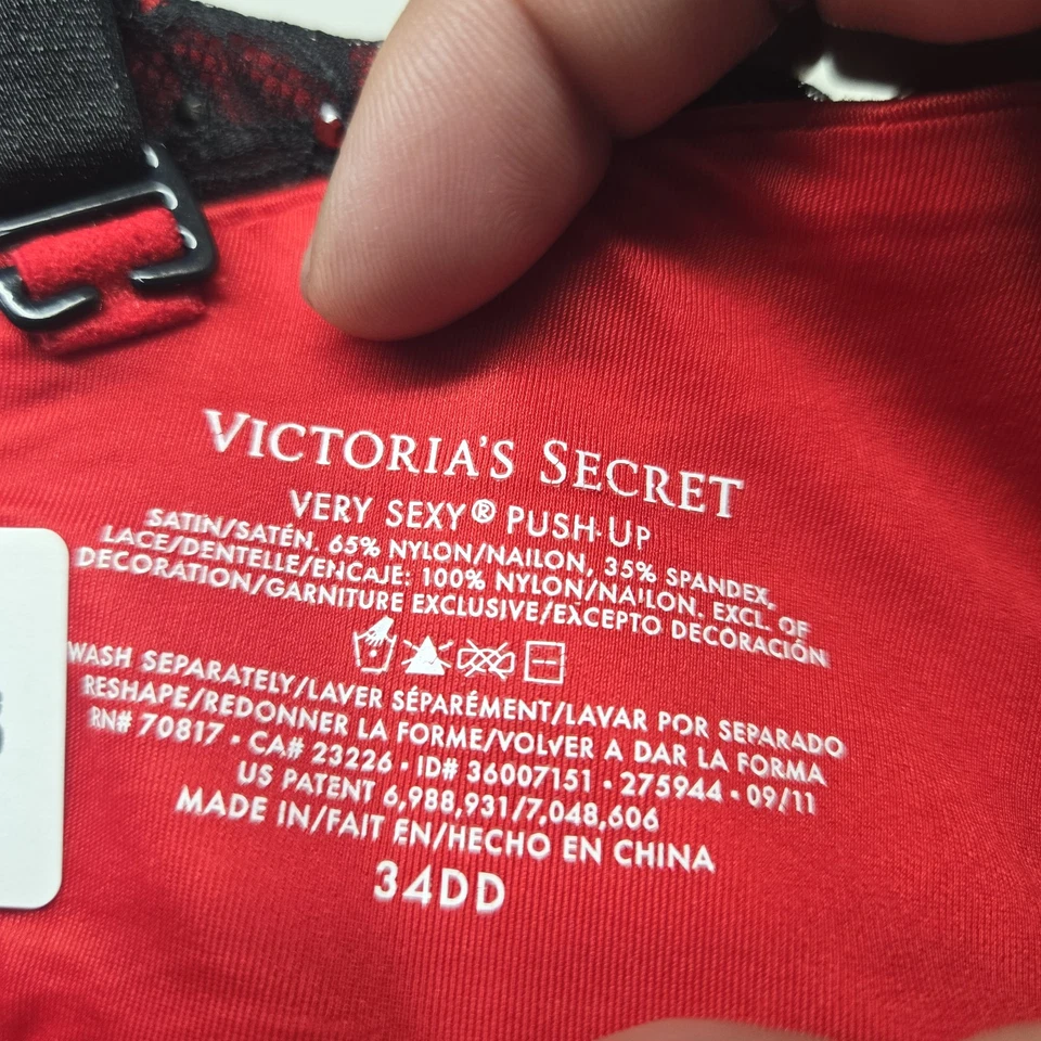 Sujetador Victoria's Secret para mujer 34DD rojo estrás muy sexy push up con aros Foto 4 de 4