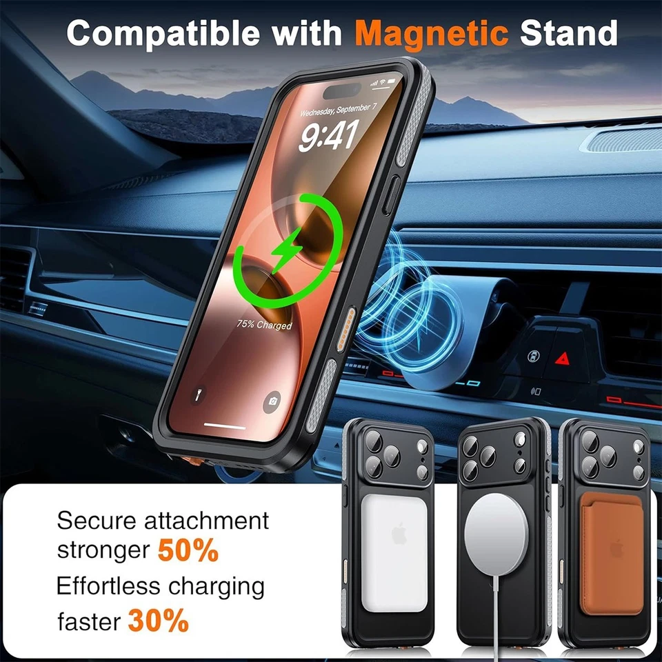 Funda MagSafe impermeable a prueba de golpes con soporte para iPhone 17 Pro Max/Air/17 Pro Foto 4 de 4