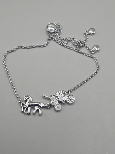 Bracciale Coach Cavallo E Garage Tono Argento Scorrevole Regolabile