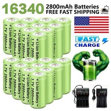 2800mAh Batteries CR123A 16340 Rechargeable Battery / Smart Charger Lot