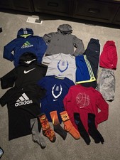 Nike Adidas Lot of 12 Youth Medium Athletic Shorts Hoodie T-Shirts Football Sock