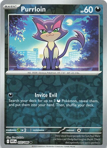Purrloin 055/086 Common Reverse Holo - SV: White Flare