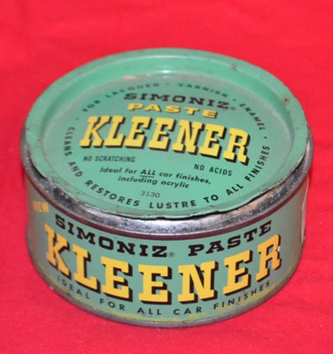 #ad Vintage 1950#x27;s Auto Car Simoniz Paste Kleener Cleaner Tin Partially Full $9.95