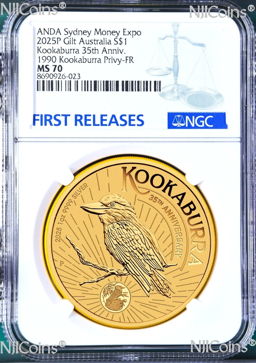 Australian Kookaburra NGC Grade MS 70 Silver Bullion Coins for
