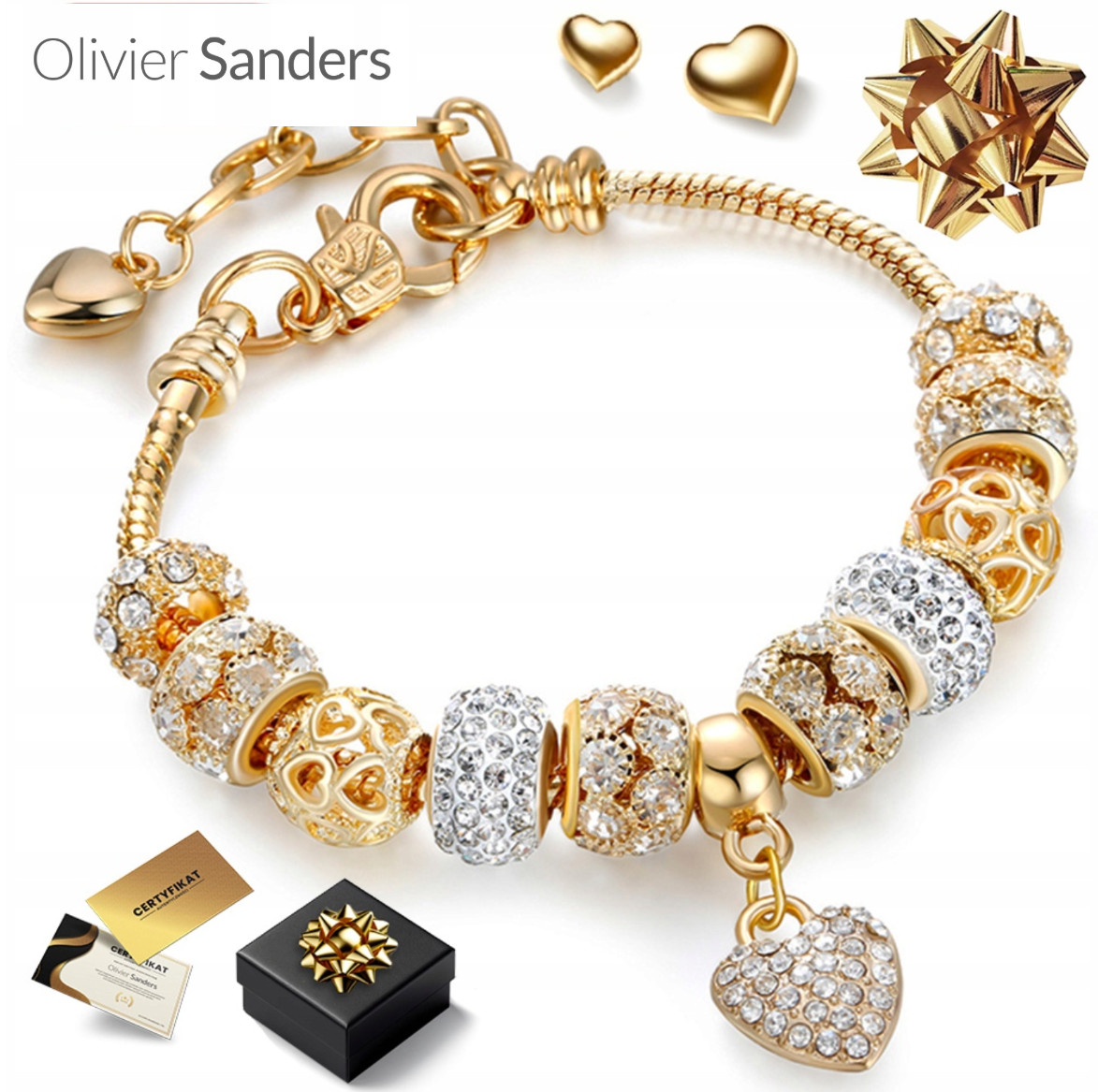 Luxus Damenarmband vergoldet 585 mit Charms | Perfektes Geschenk zu Weihnachten