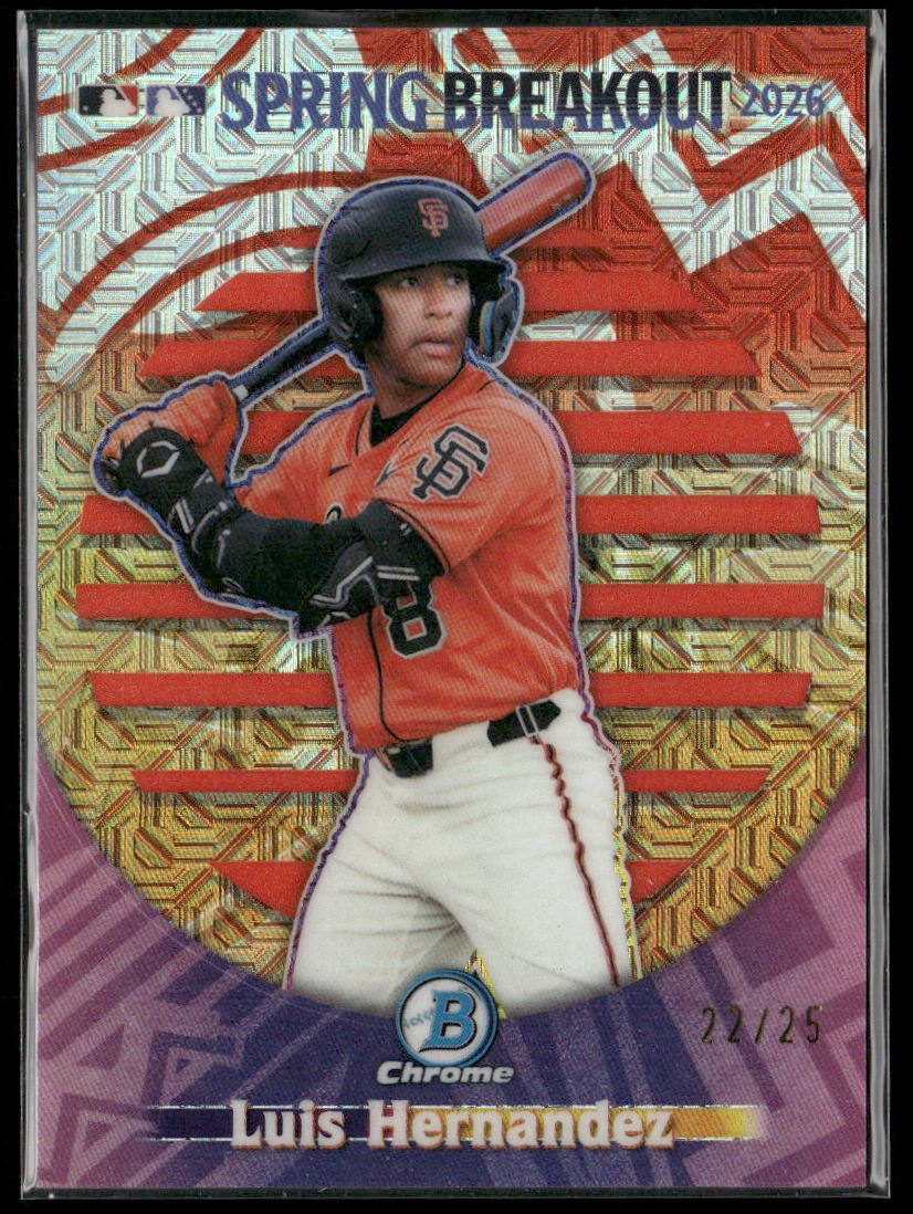 2026 Bowman Chrome Luis Hernandez Spring Breakout Orange Mojo Refractor /25