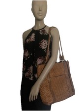 Patricia Nash Rena Woven Soft Leather Tote Shoulder Bag Summer Vacation READ