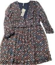 Urban Outfitters Blue Gold Metallic Trapeze Dress Sz S Preppy Cowgirl Chic NWT