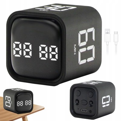Digital Cube Timer Pomodoro Timer Cube Küchentimer mit Schwerkraftsensor Schwarz