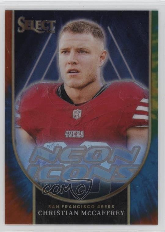 2023 Panini Select Neon Icons Tie-Dye Prizm 14/25 Christian McCaffrey 1d0h