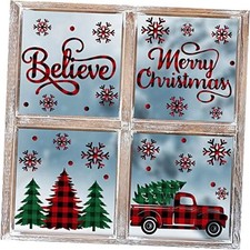 226 PCS Christmas Window Cling Sticker, Red Green Trees Snow Truck for Home