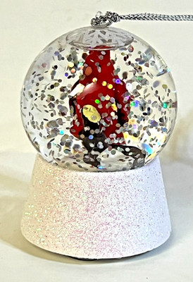 Light Up Snow Globe With Cardinal On A Branch 2.5''- New L4