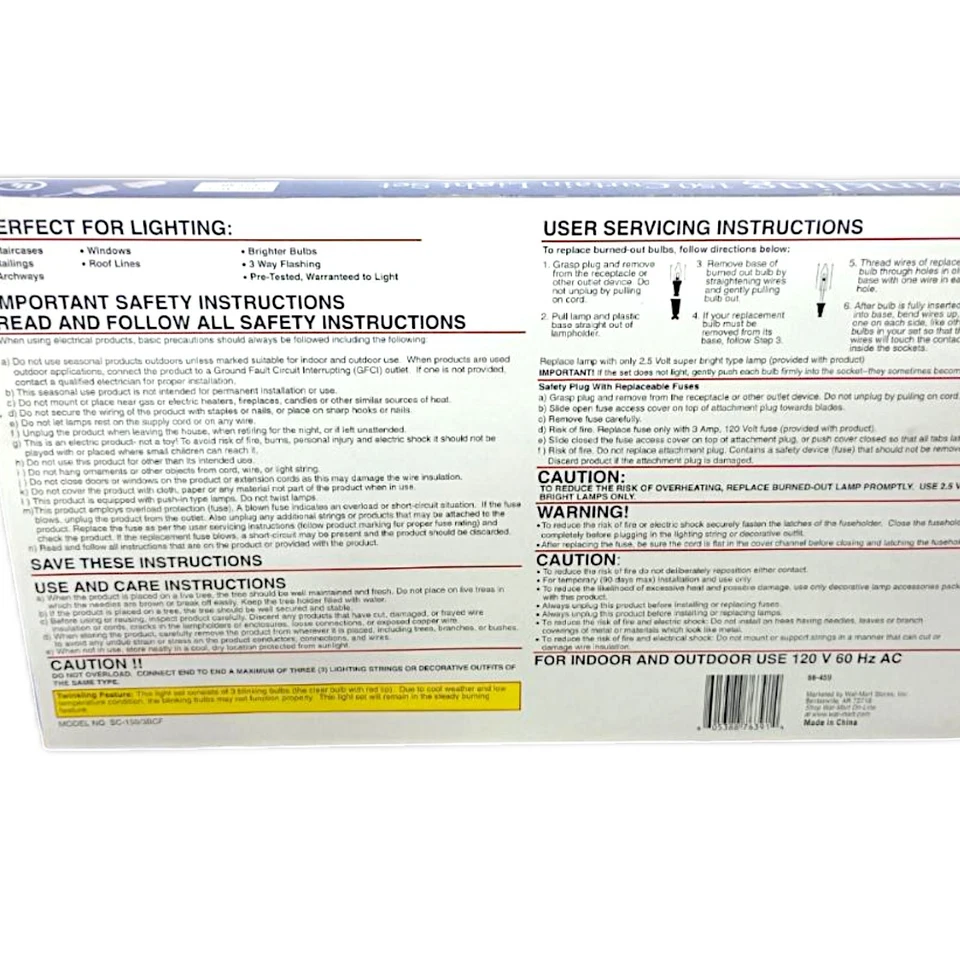 Holiday Time Twinkling Curtain Light Set 3-way Flashing 150 Indoor/Outdoor 3 NEW - Image 3 of 4