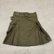 Damn Near Kilt 'Em Utility Kilt Mens Small Green Cotton Cargo Pockets Workwear