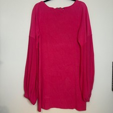 Free People Women's Long Sleeve Knit Mini Dress Stylish Hot Pink