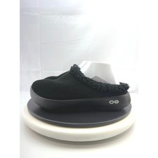 Oofos Oocoozie Mule Mens Size 10 Black Sherpa Comfort Recovery Slip On Shoes