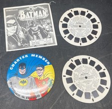 Batman Collectibles Lot Pin, Instructions, View Master Slides Lot 1 3