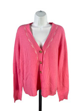 Veronica Beard Women's Pink Cashmere Button Up Sweater - L