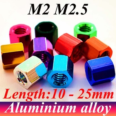 M2 - M2.5 Colourful Hex Connection Nut Hexagon Connector Connecting Rod Bar Stud