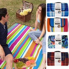 Picnic Blanket Large Waterproof Reverse & Soft Fleece Top Outdoor Foldable
