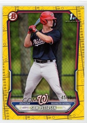 2026 Bowman Prospects Yellow Pattern 45/75 Sam Petersen #BP-122 9b3
