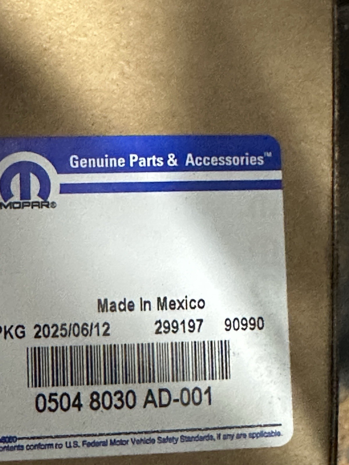 Mopar 3.6 camshaft right side exhaust for variance vehicles 2016-26 # 5048030AD