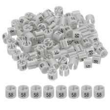 100 Pcs Clothes Hanger Marker Number 58 Tag Fit 3mm Rod Garment Size Tag Gray