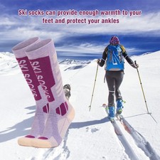 Women Outdoor Ski Socks Merino Wool Cold Weather Socks Thermal Knee High SAGM