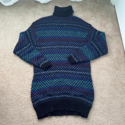 VTG Express Tricot Mohair Sweater Womens L Striped Oversized Grunge 90's